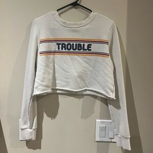 Trouble white crop sweatshirt